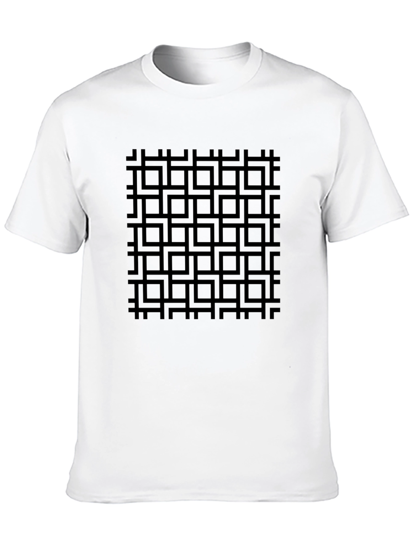Geometric Grid Black T-Shirt