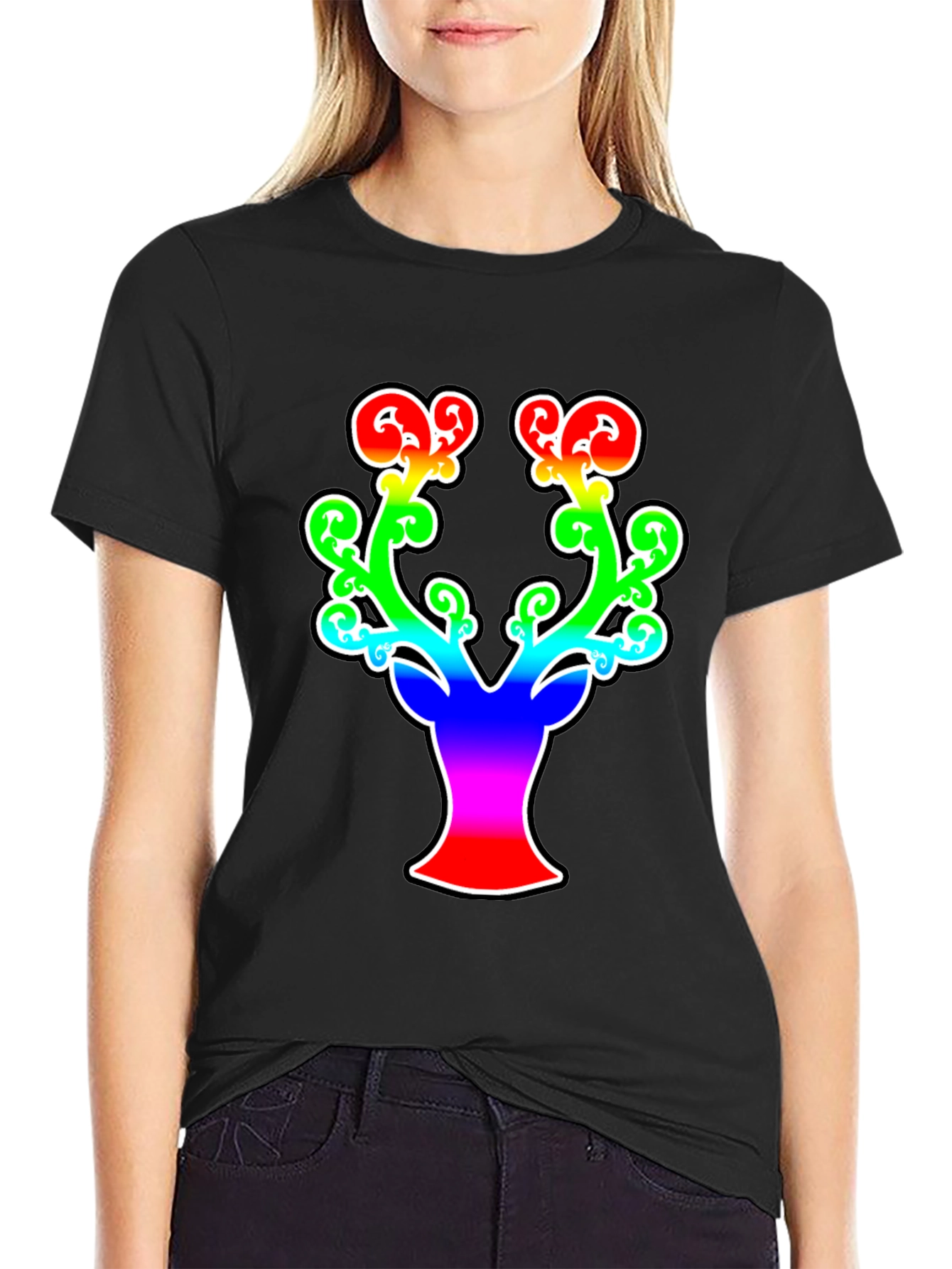 Rainbow Stag Graphic Tee - Mens Black T-Shirt