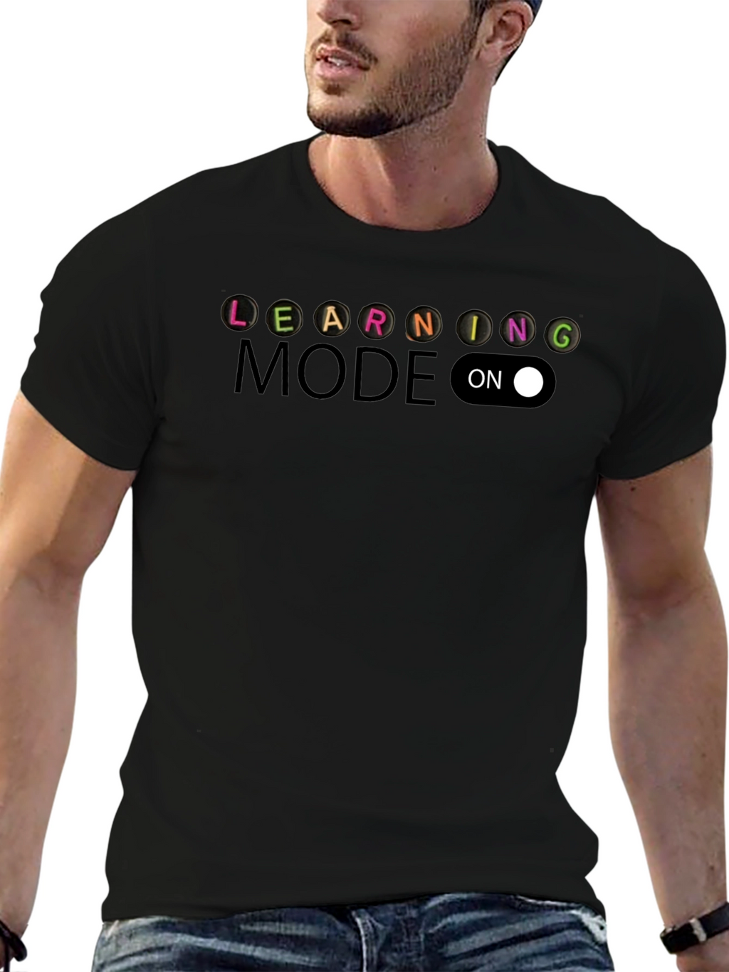 Learning Mode On Black T-Shirt
