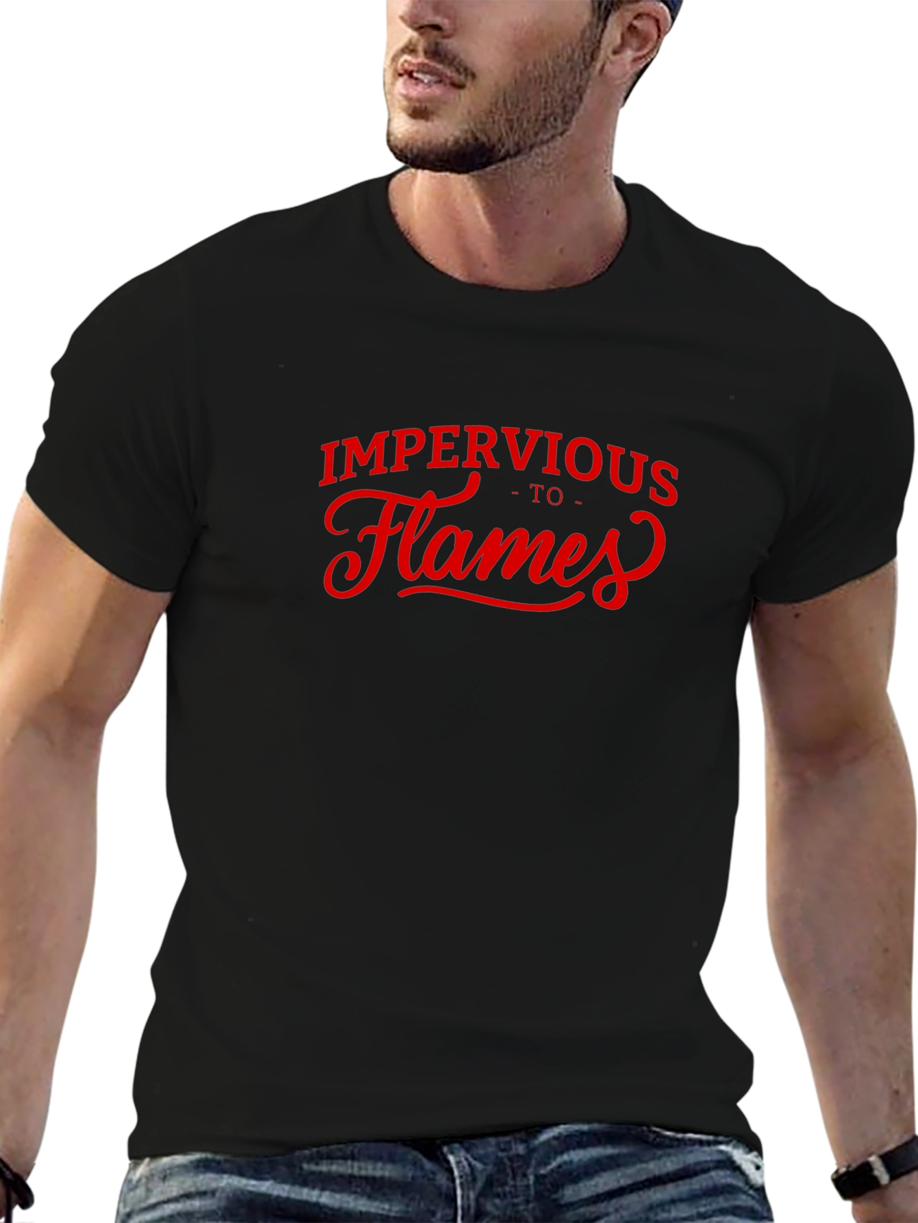 Impervious to Flames Graphic Tee - Black Cotton T-Shirt