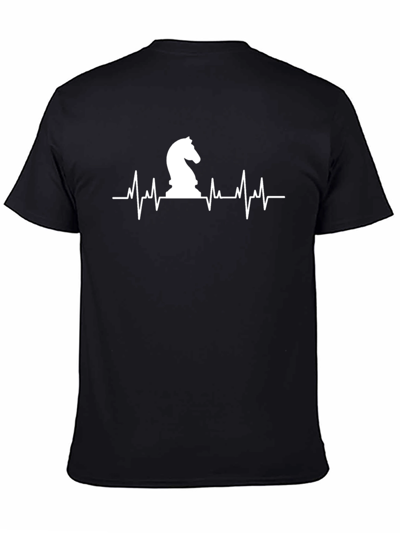 Chess Knight Heartbeat T-Shirt - Black