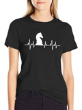 Chess Knight Heartbeat T-Shirt - Black