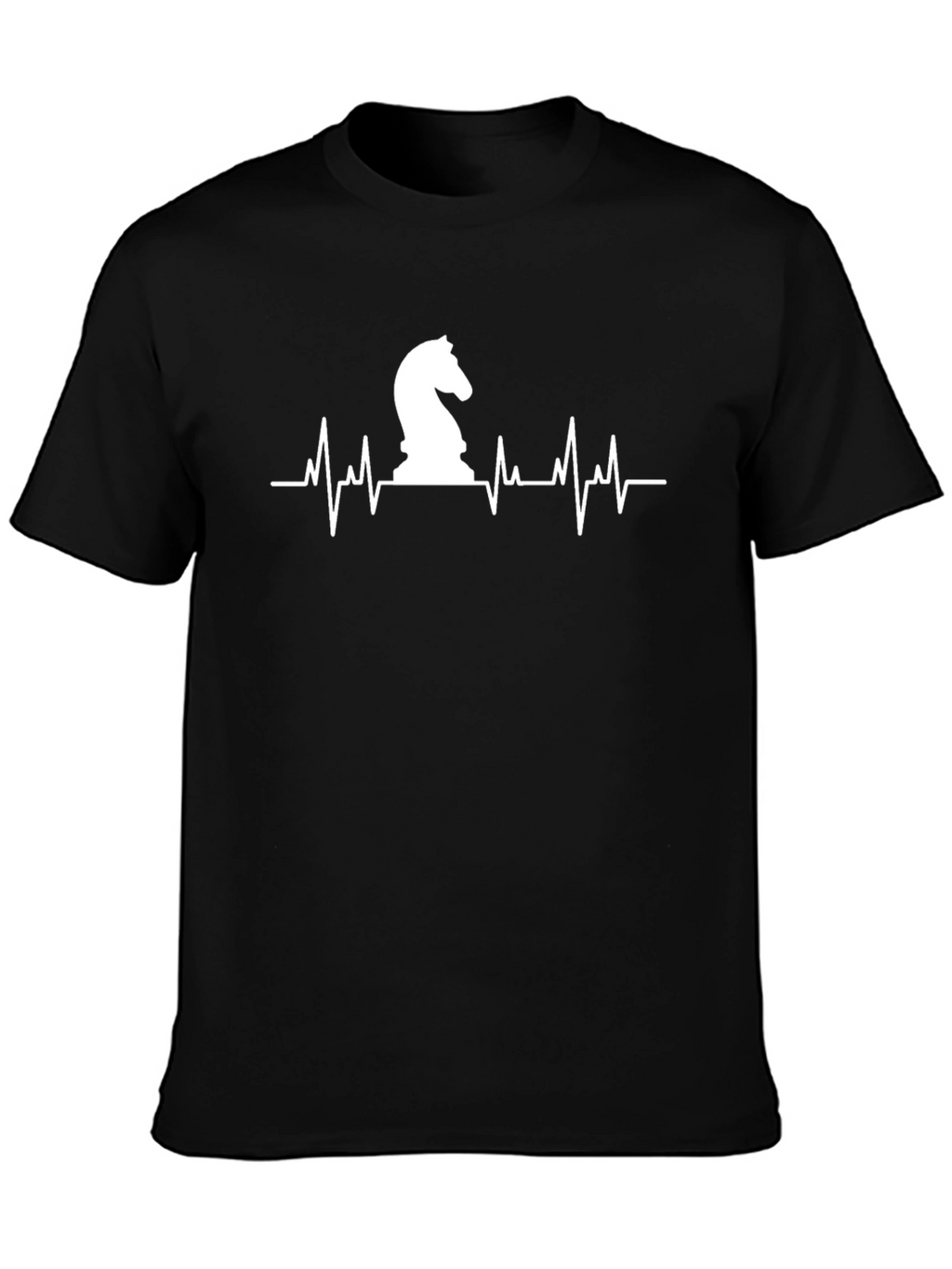 Chess Knight Heartbeat T-Shirt - Black