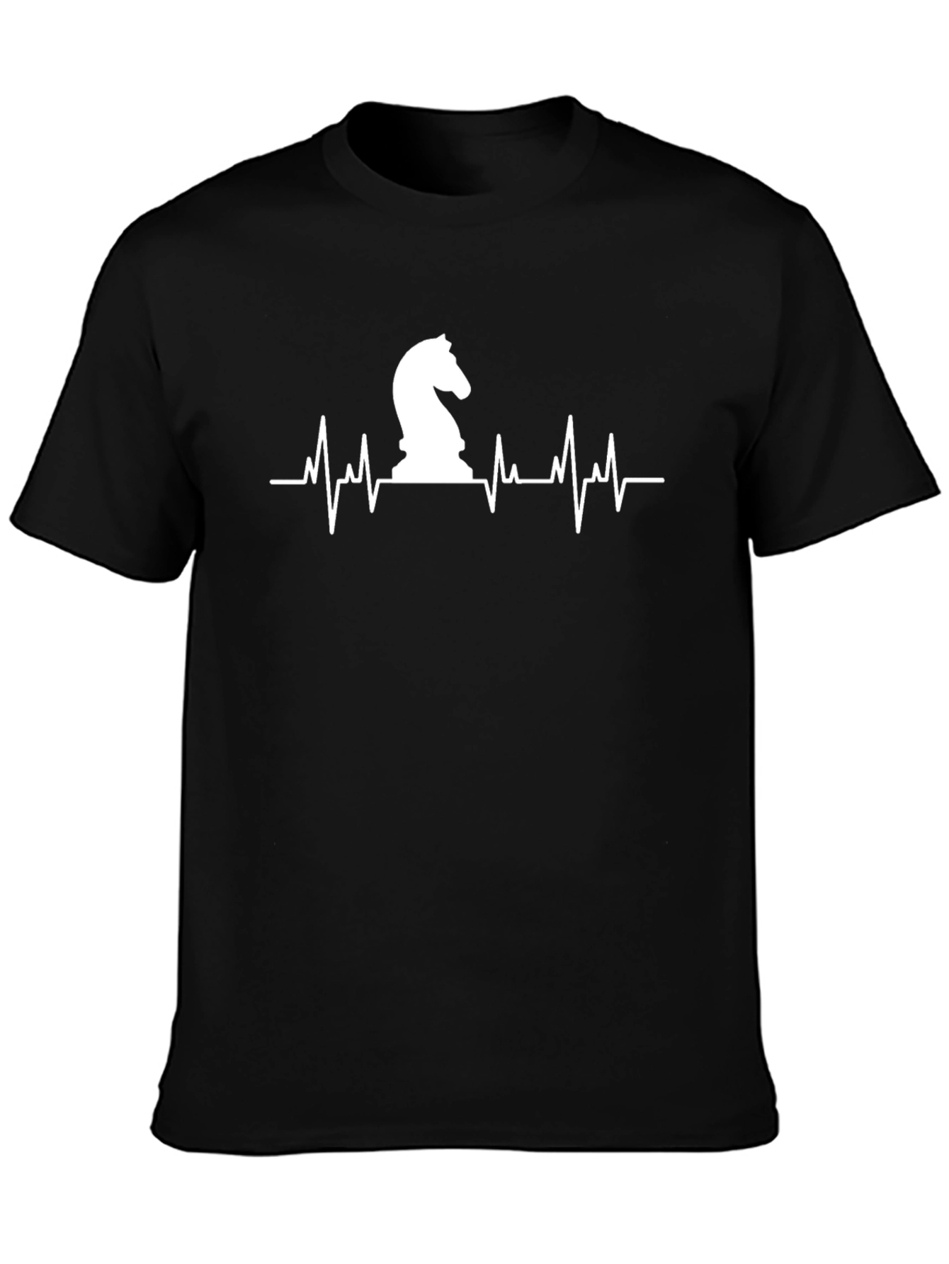 Chess Knight Heartbeat T-Shirt - Black