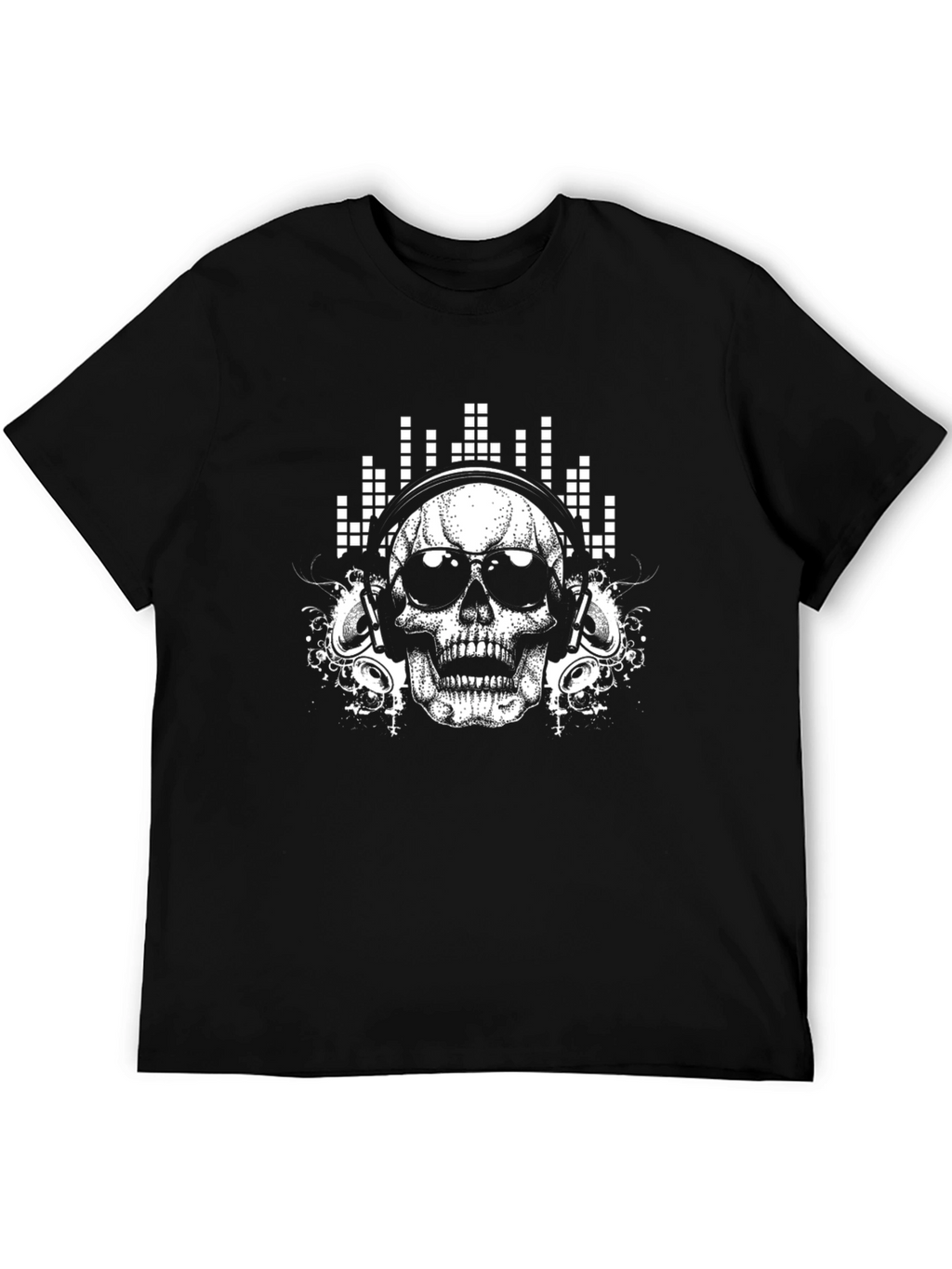 Skull Headphones Graphic T-Shirt - Black