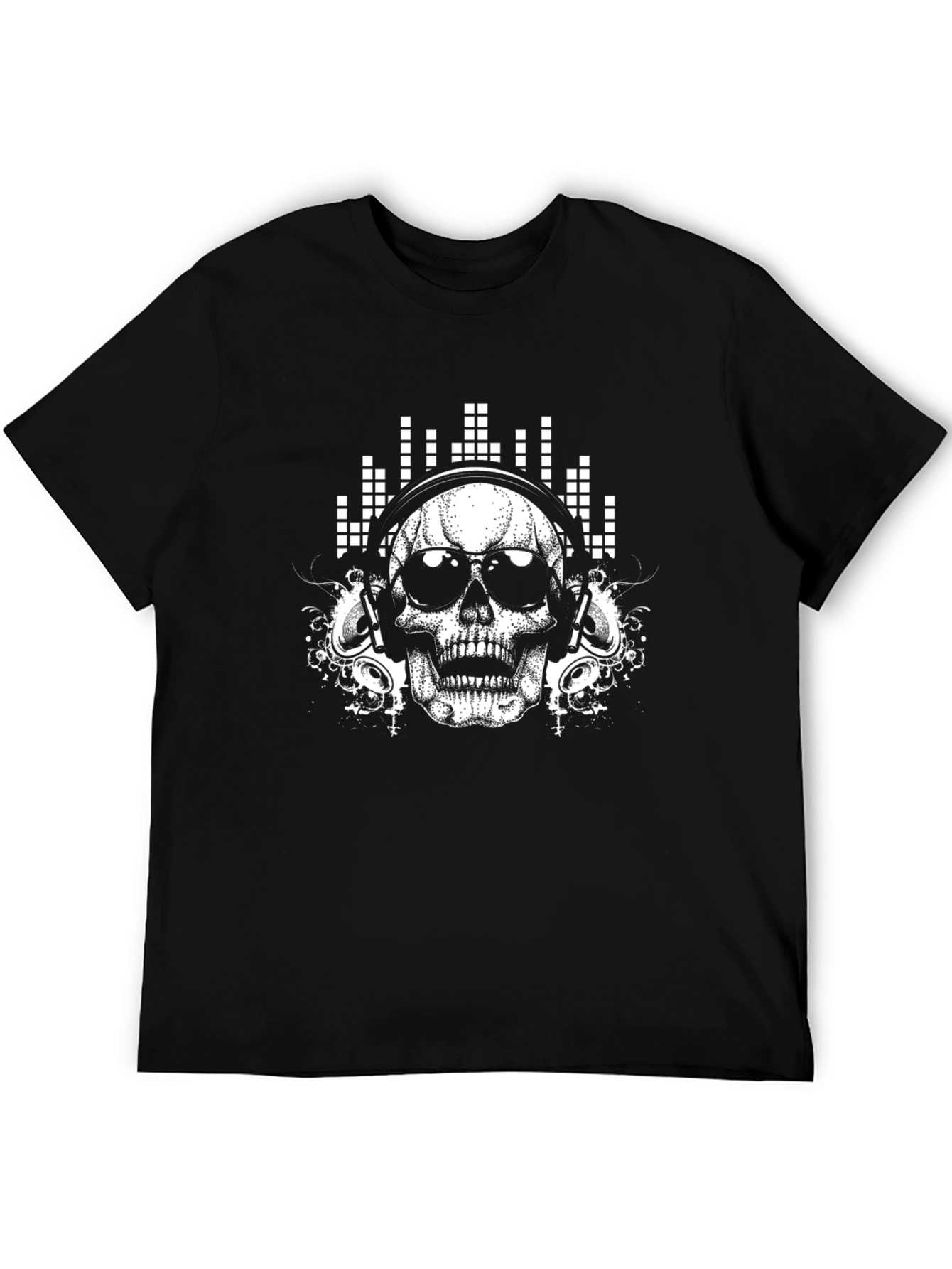 Skull Headphones Graphic T-Shirt - Black