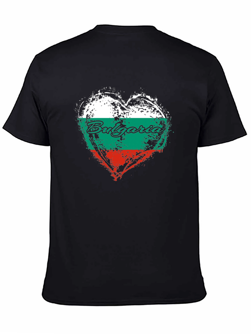 Bulgaria Flag Heart T-Shirt - Black