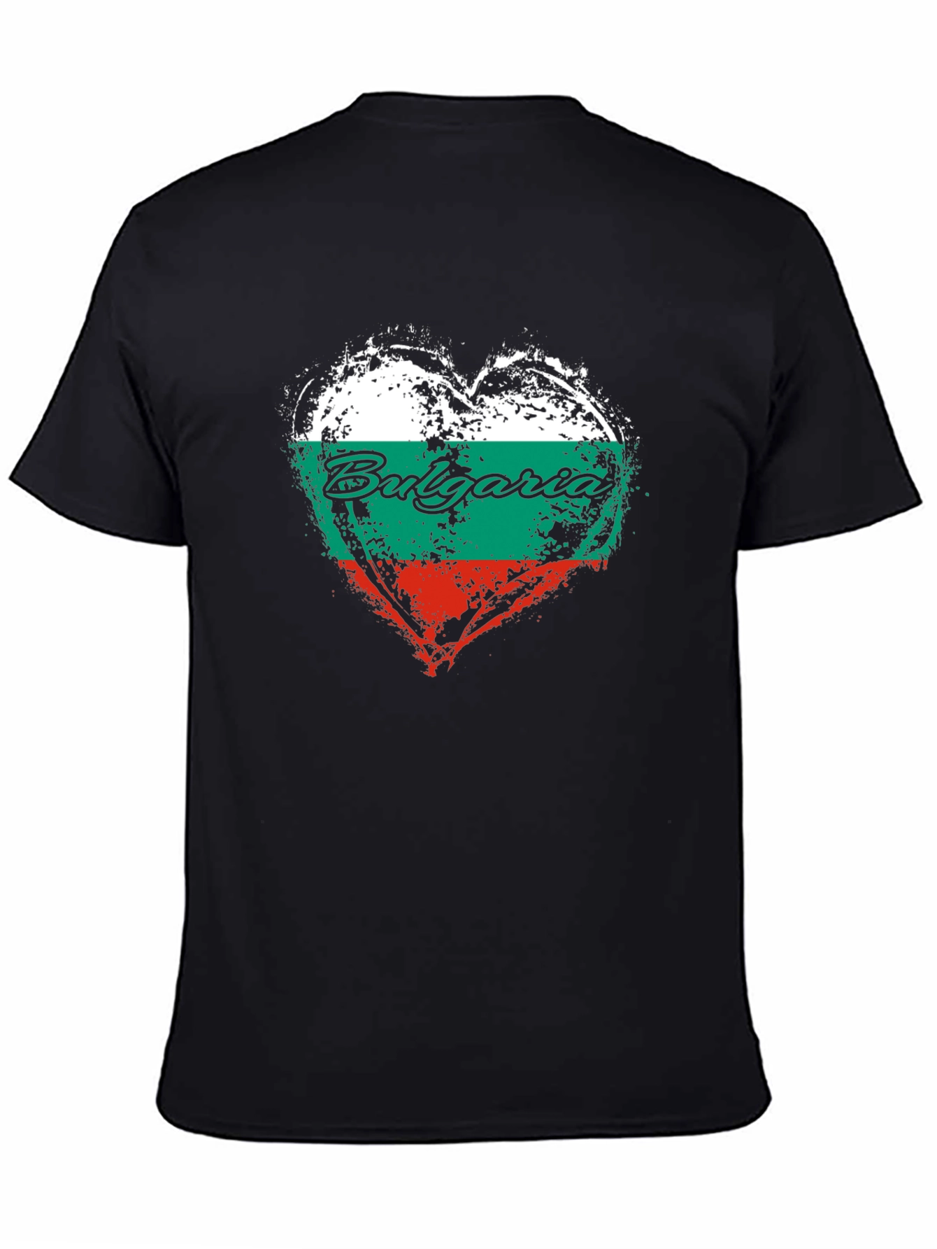 Bulgaria Flag Heart T-Shirt - Black