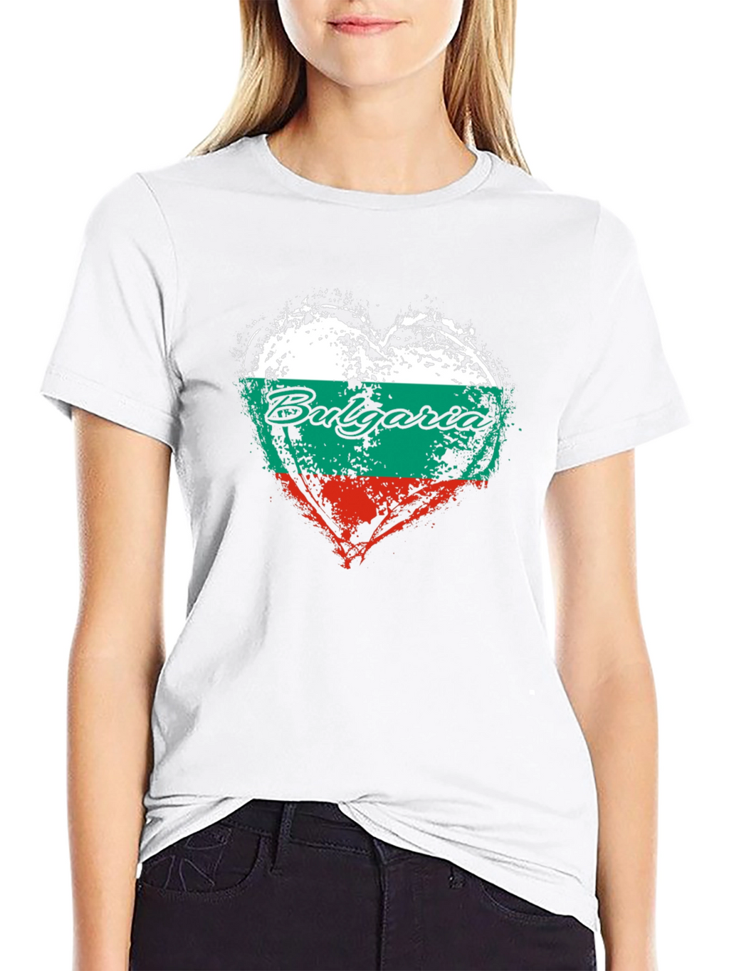 Bulgaria Flag Heart T-Shirt - Black