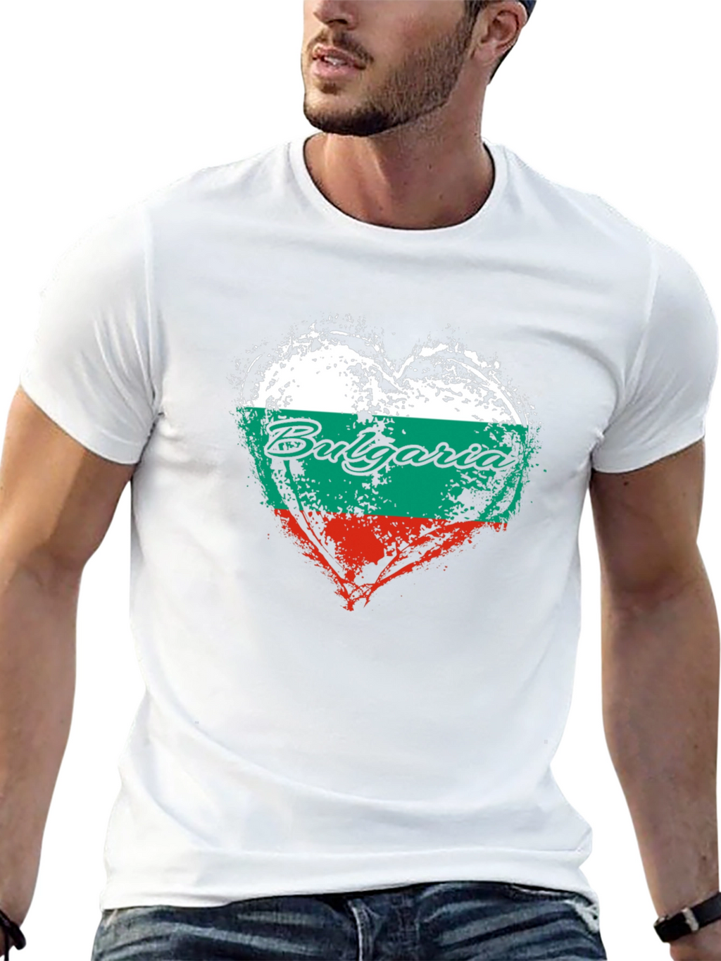 Bulgaria Flag Heart T-Shirt - Black
