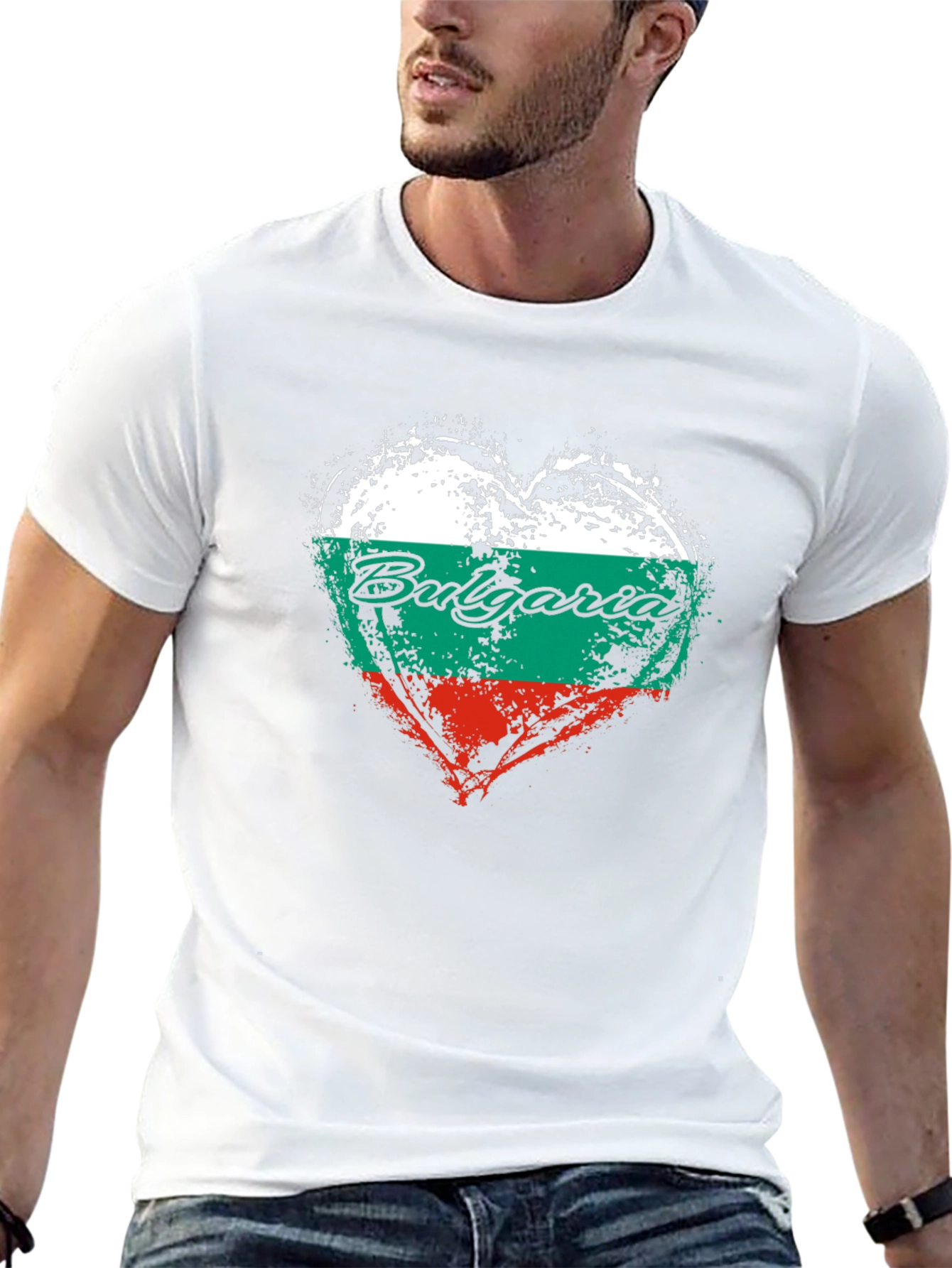 Bulgaria Flag Heart T-Shirt - Black