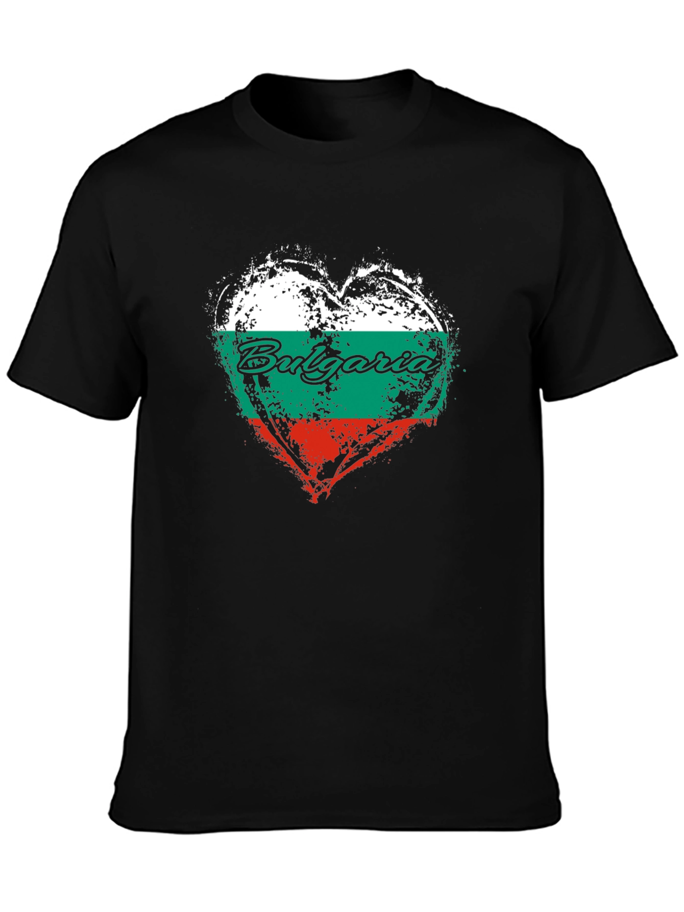 Bulgaria Flag Heart T-Shirt - Black