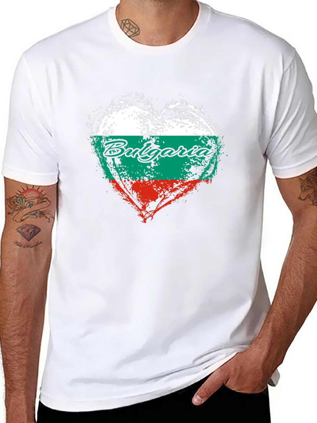 Bulgaria Flag Heart T-Shirt - Black