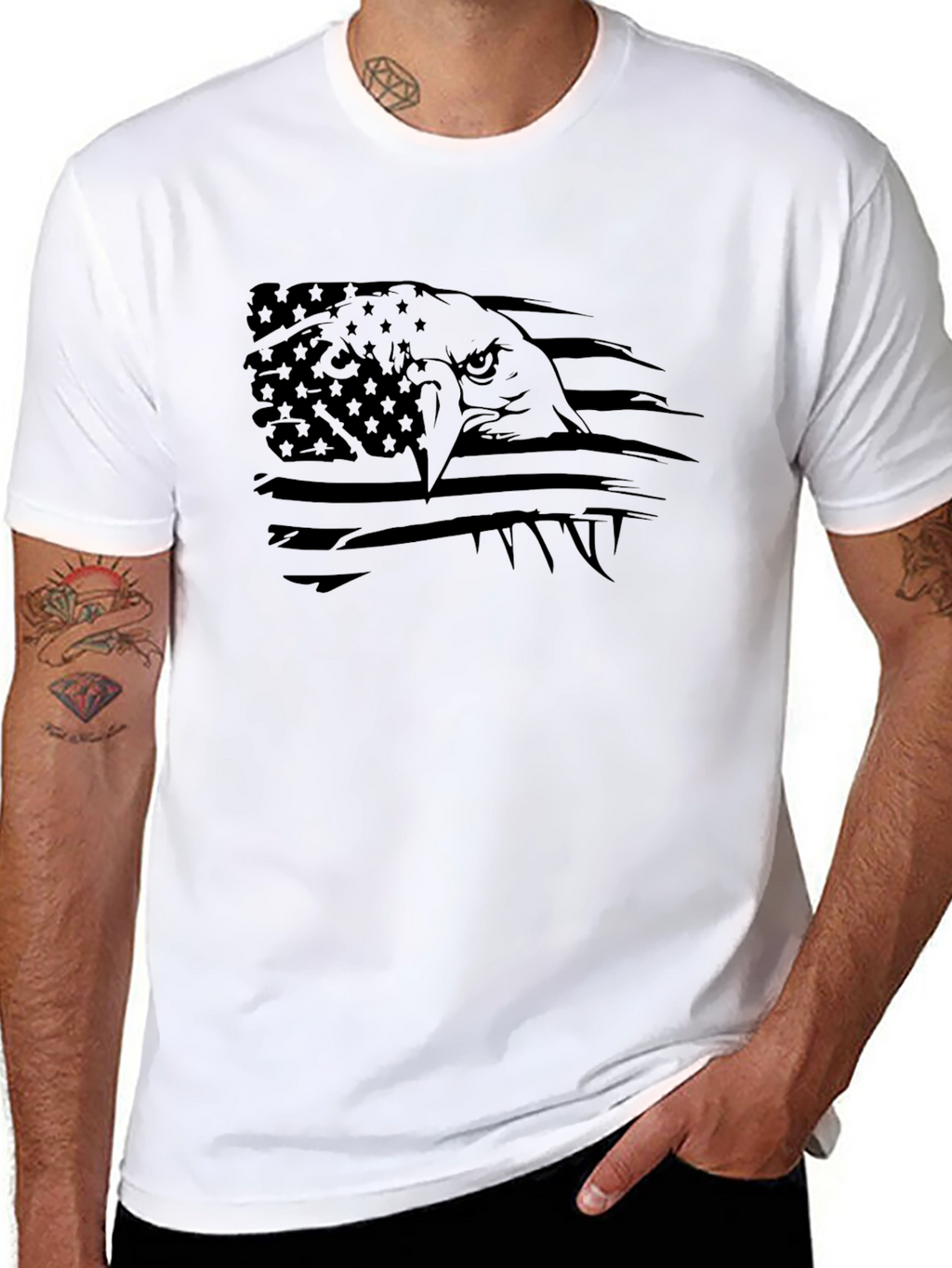 American Eagle Flag Graphic T-Shirt - Black