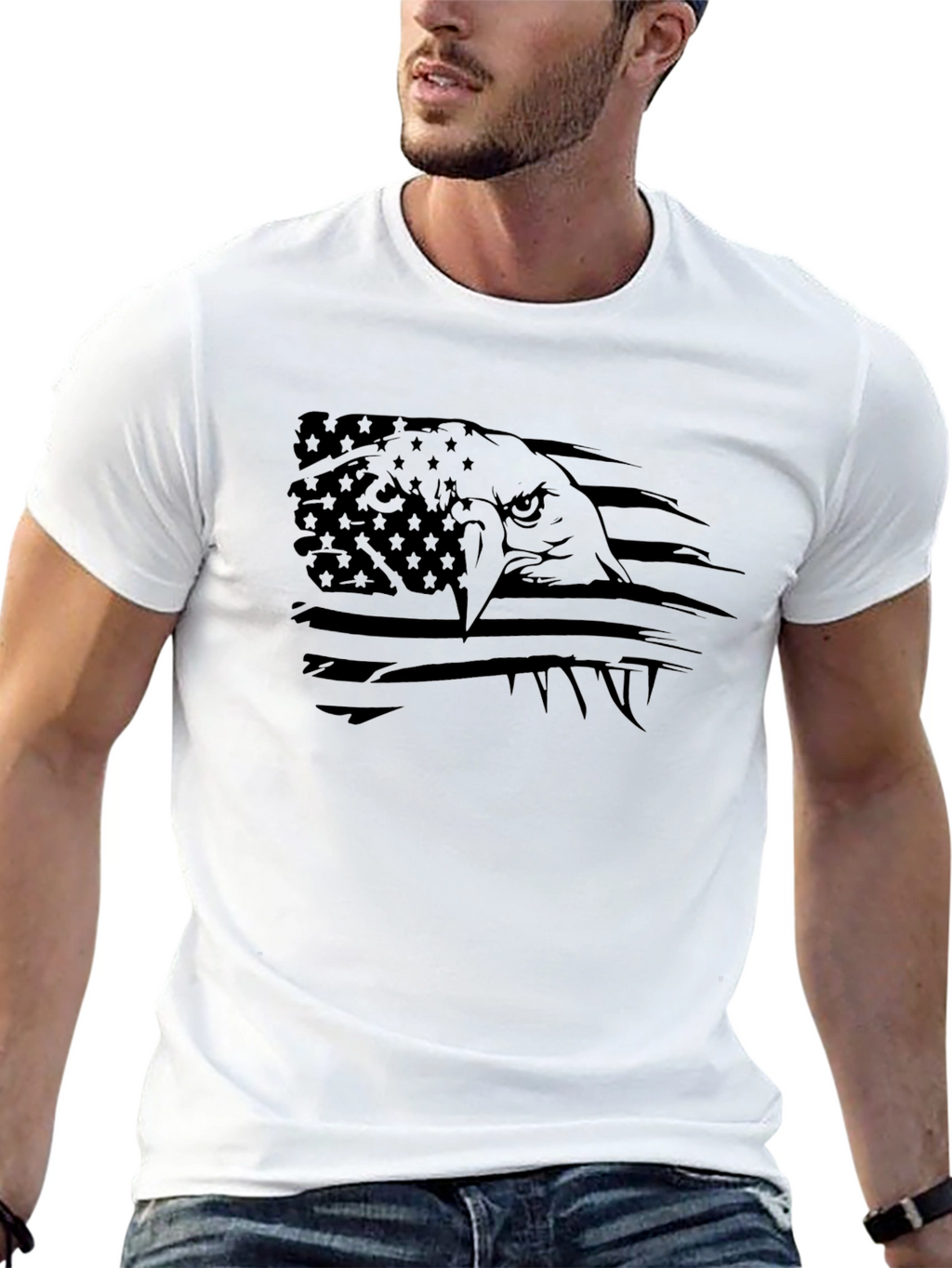 American Eagle Flag Graphic T-Shirt - Black