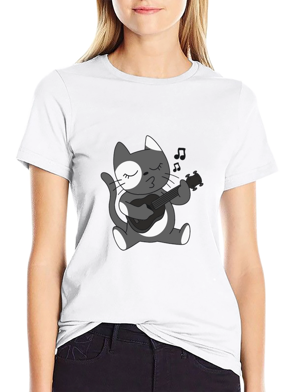 Cool Cat Guitarist Graphic T-Shirt