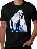 Abstract Blue & White Marble Graphic Tee