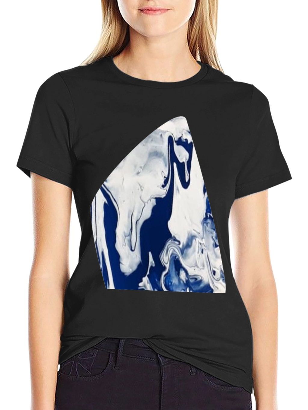 Abstract Blue & White Marble Graphic Tee