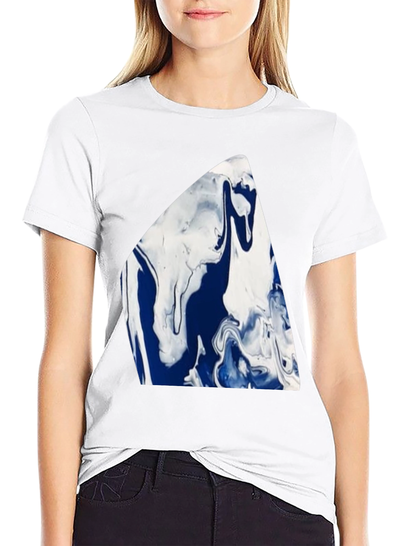 Abstract Blue & White Marble Graphic Tee