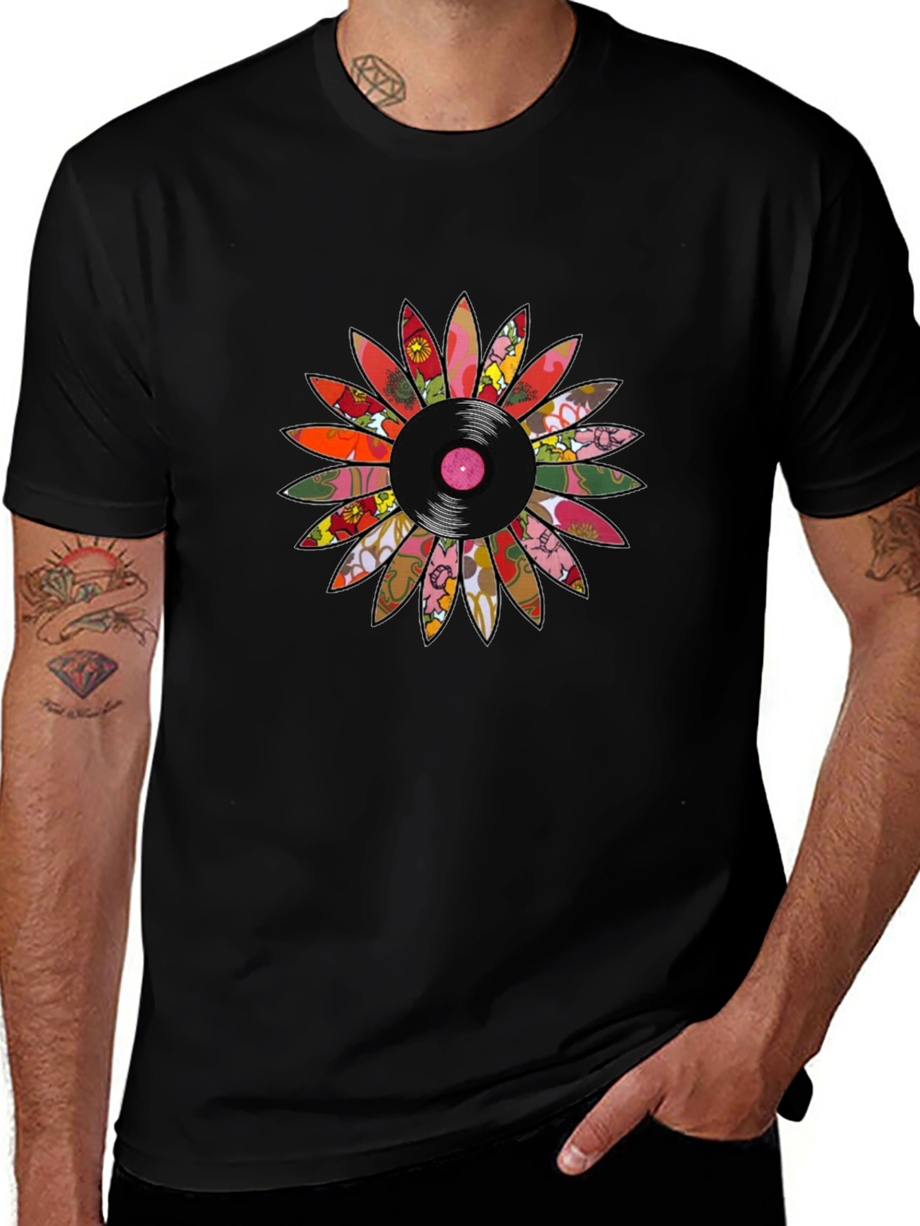 Retro Vinyl Flower Graphic Tee