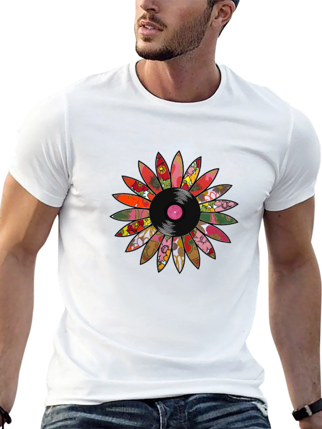 Retro Vinyl Flower Graphic Tee