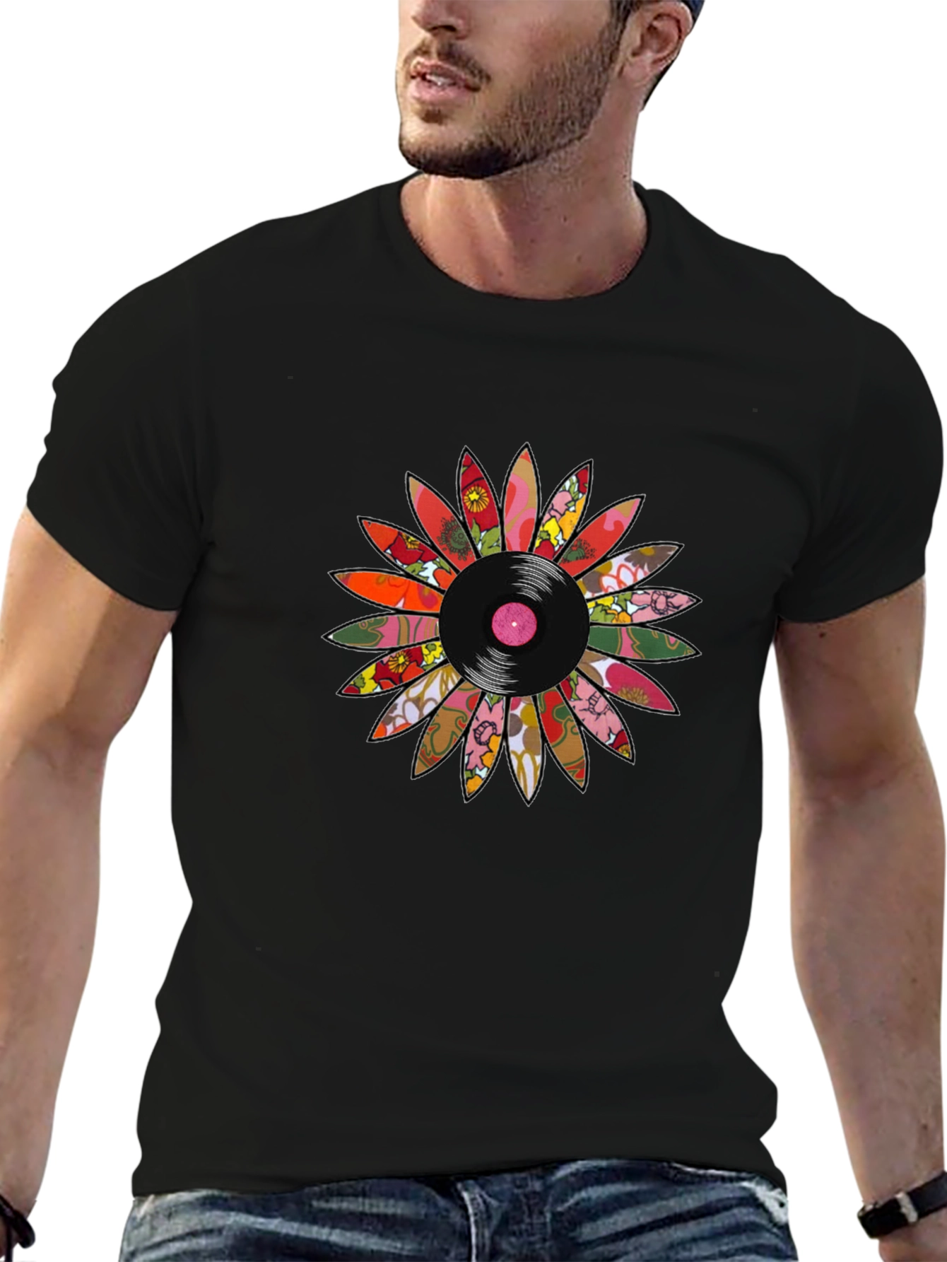 Retro Vinyl Flower Graphic Tee