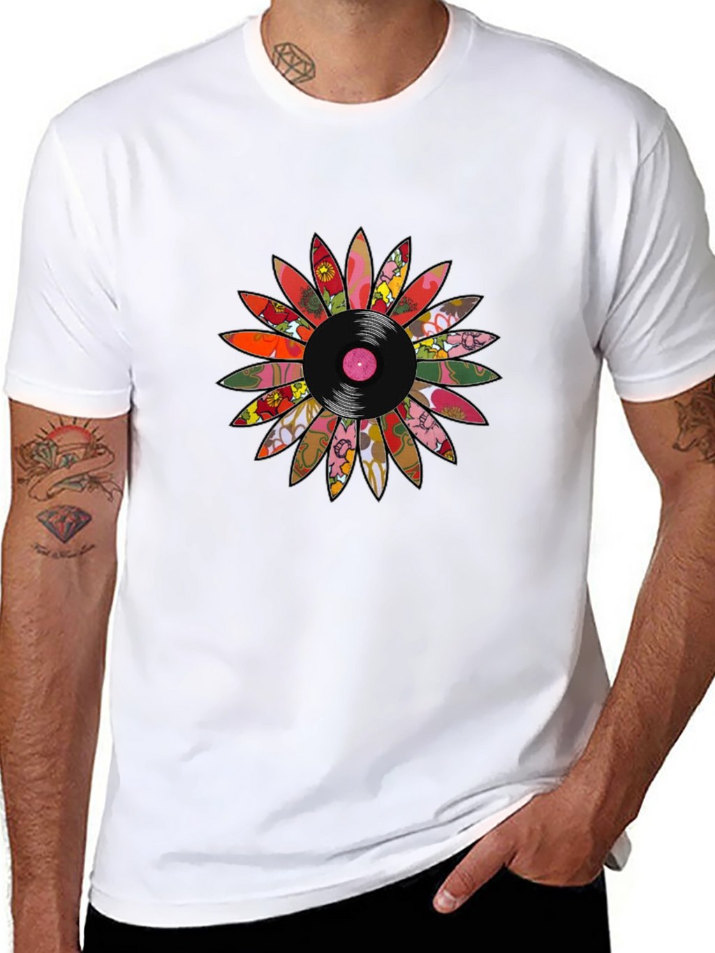 Retro Vinyl Flower Graphic Tee