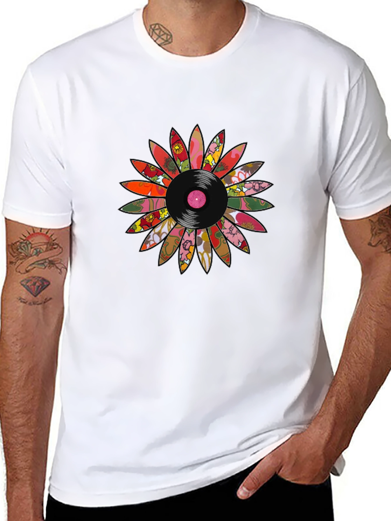 Retro Vinyl Flower Graphic Tee