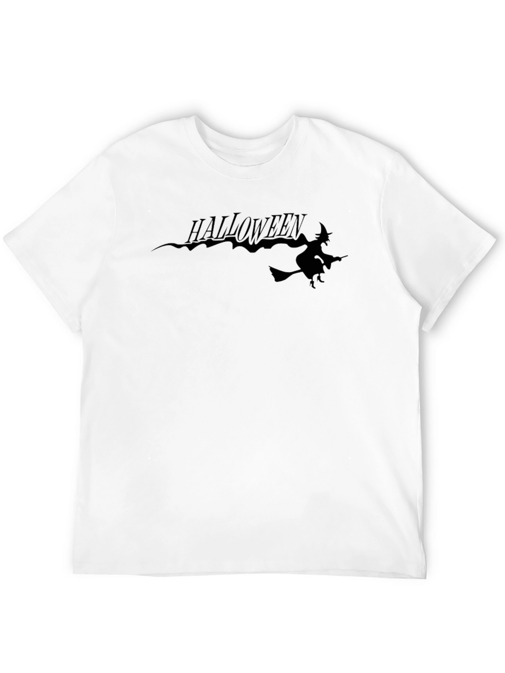 Halloween Witch Graphic Tee - Black Cotton T-Shirt