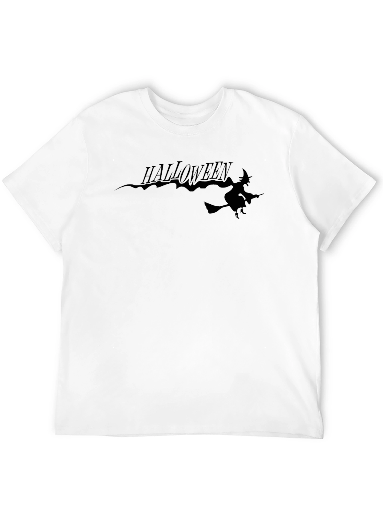 Halloween Witch Graphic Tee - Black Cotton T-Shirt