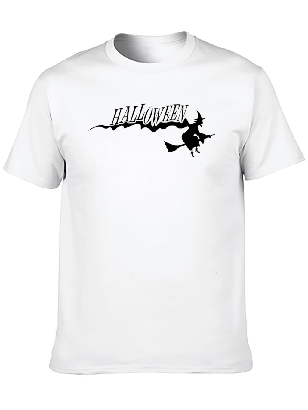 Halloween Witch Graphic Tee - Black Cotton T-Shirt