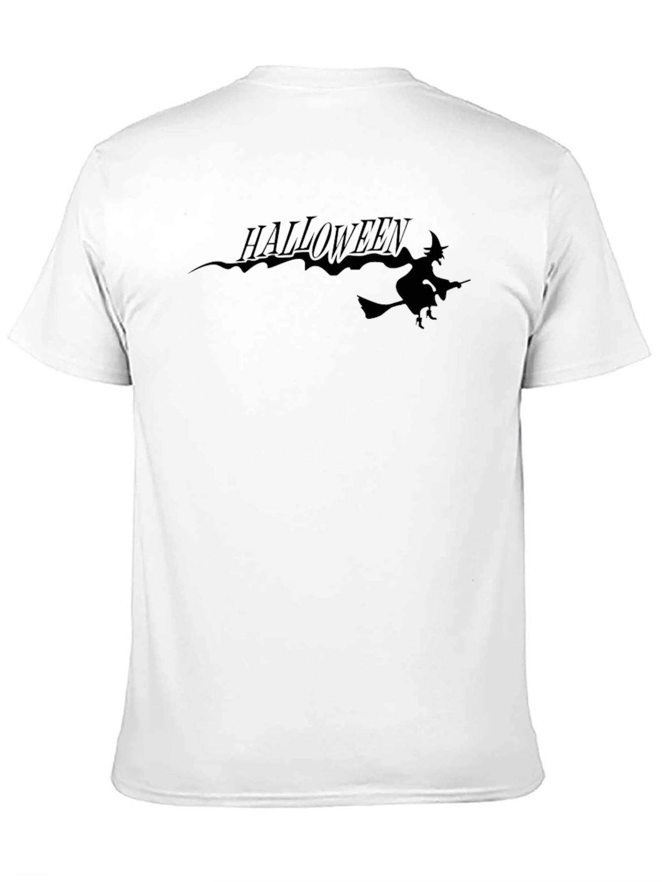 Halloween Witch Graphic Tee - Black Cotton T-Shirt
