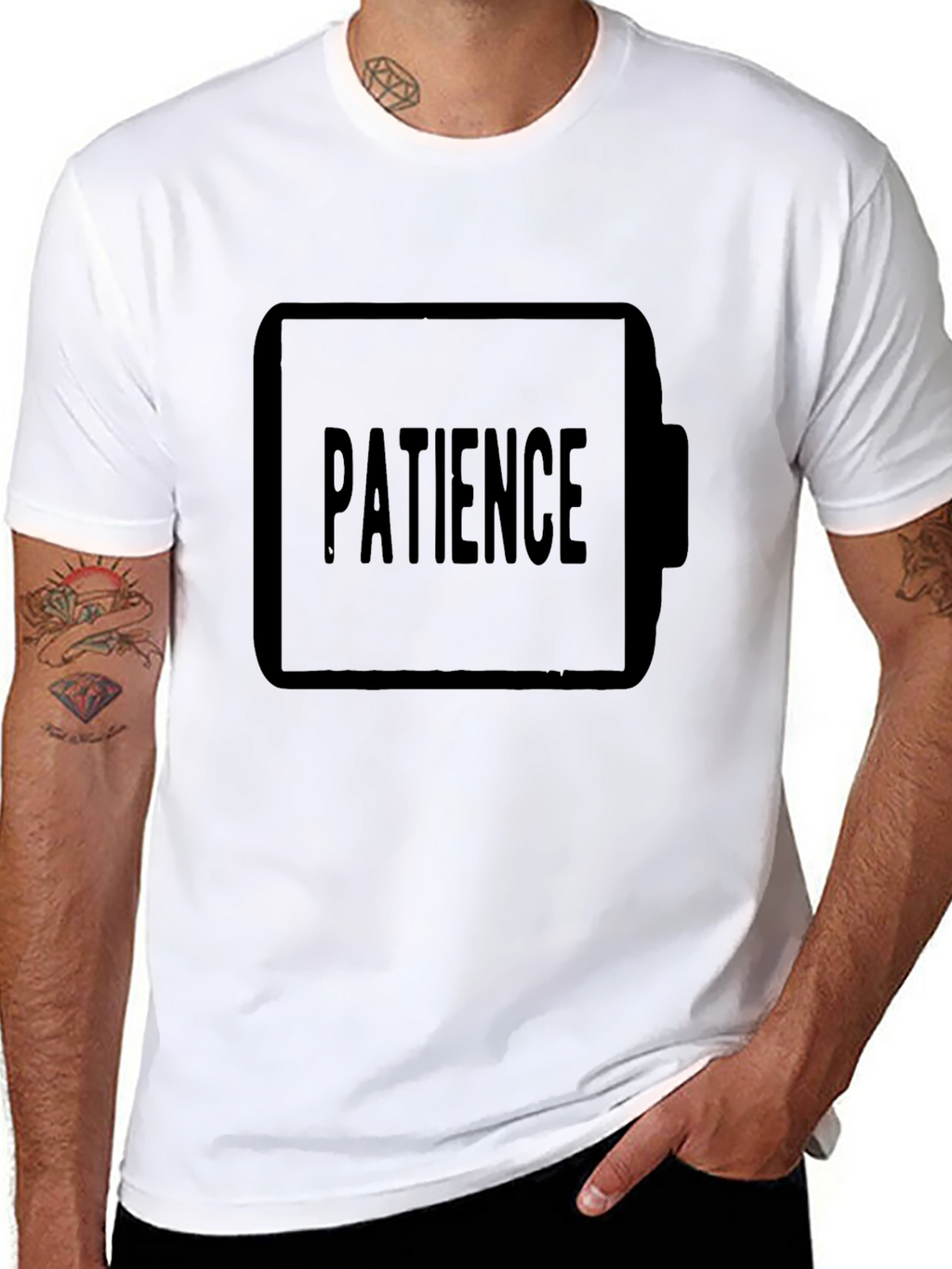 Patience Low Battery Black T-Shirt