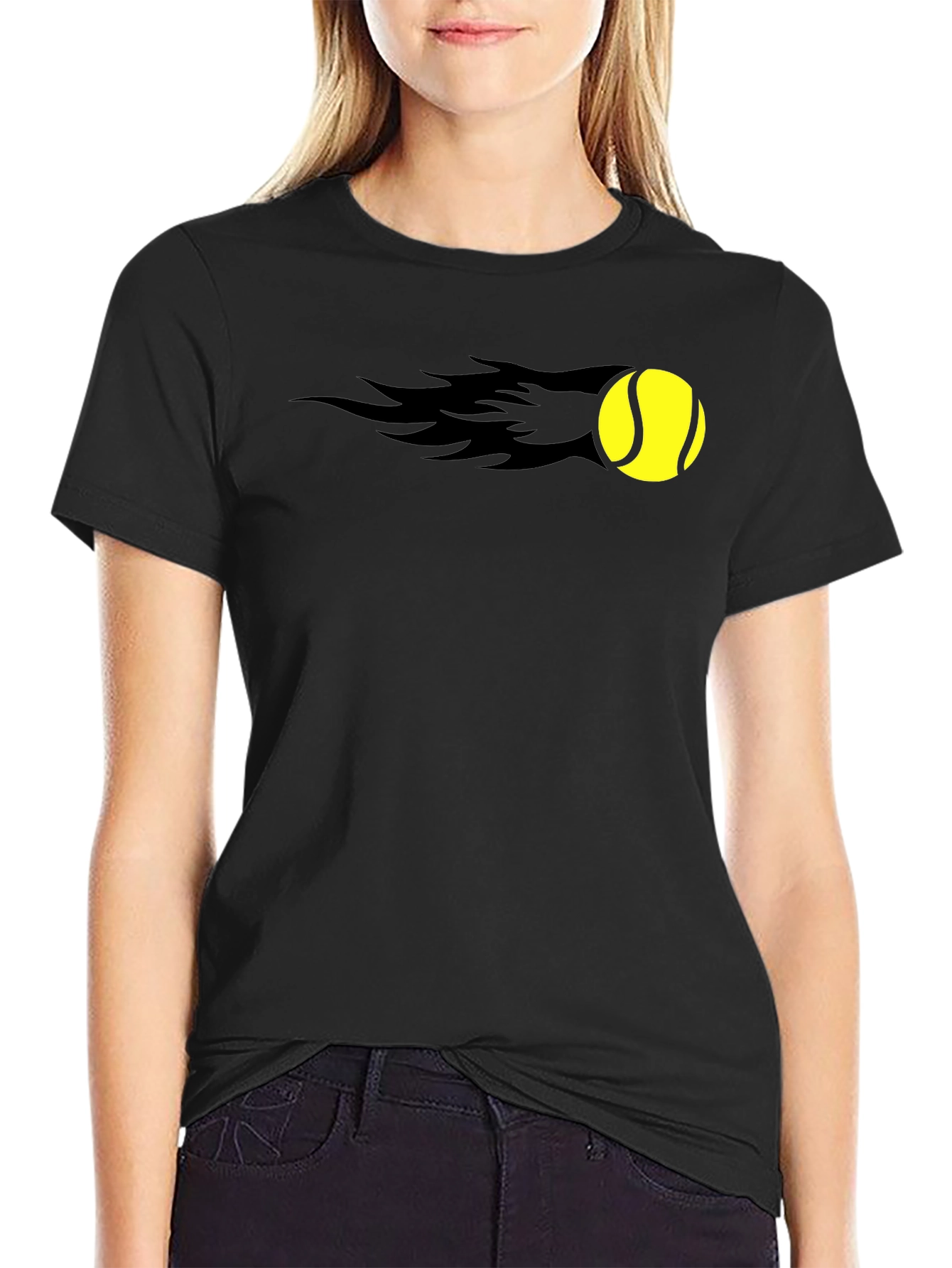 Flaming Tennis Ball Graphic Tee - Cool & Sporty