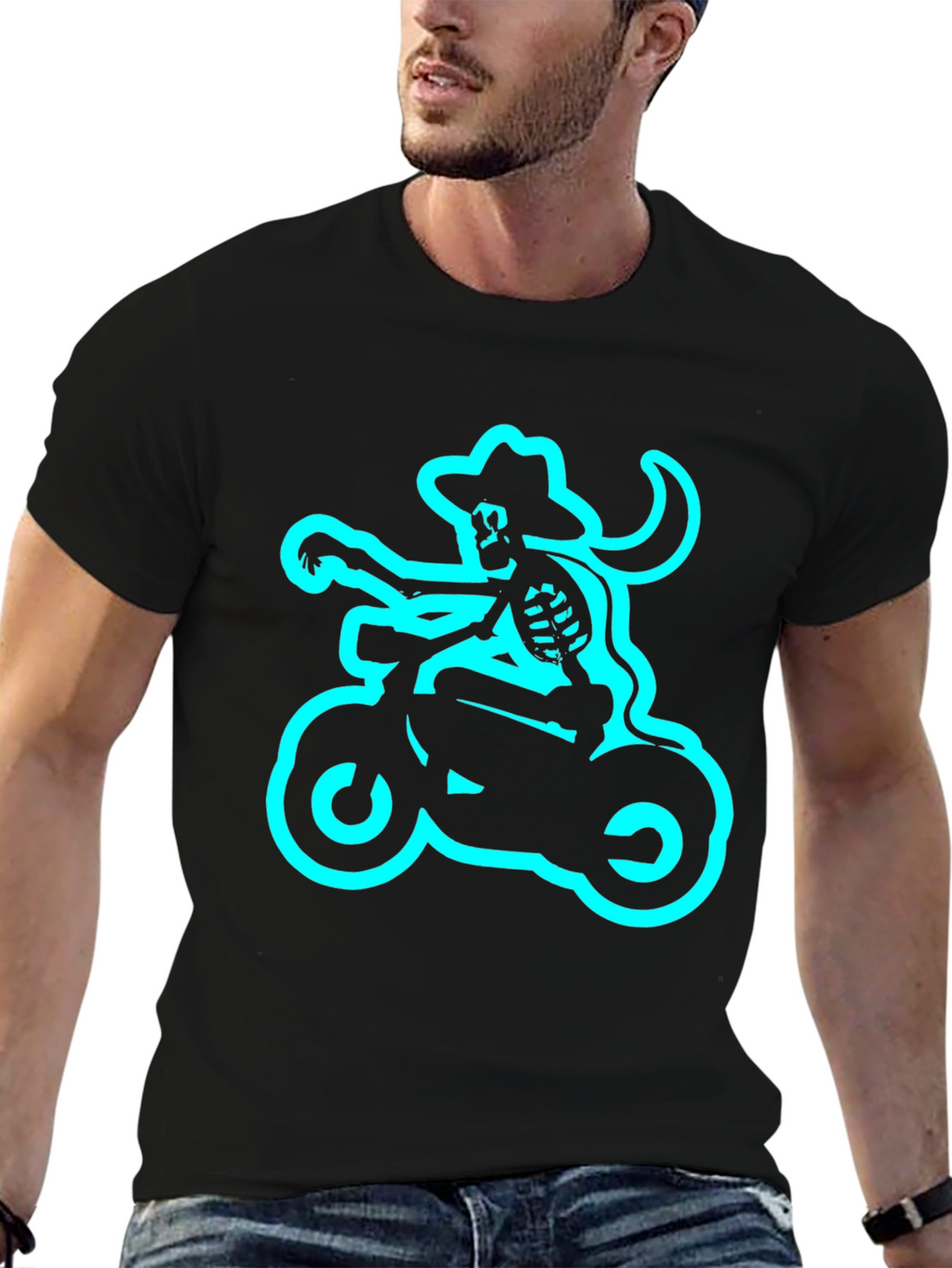 Skeleton Biker T-Shirt - Black Tee