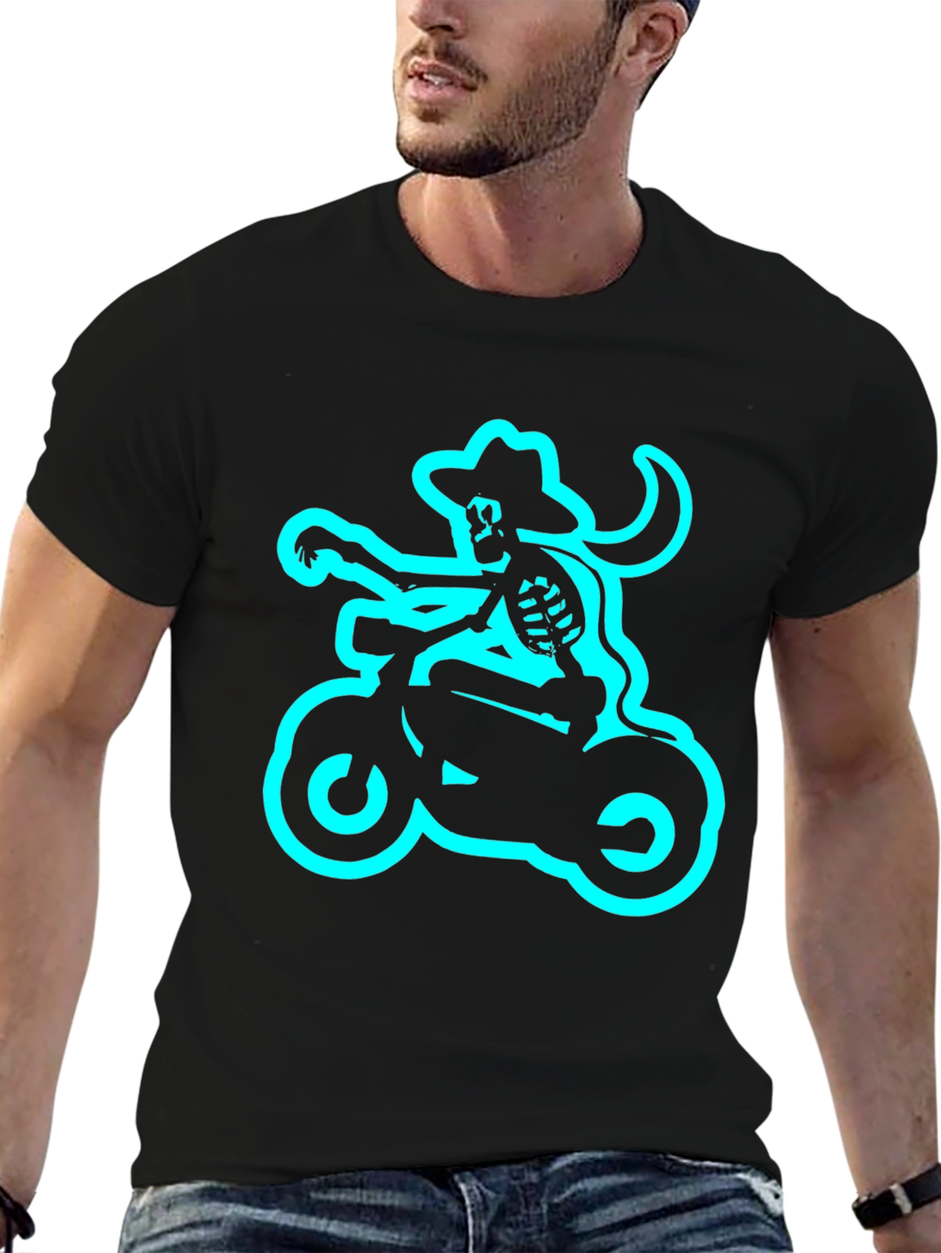 Skeleton Biker T-Shirt - Black Tee