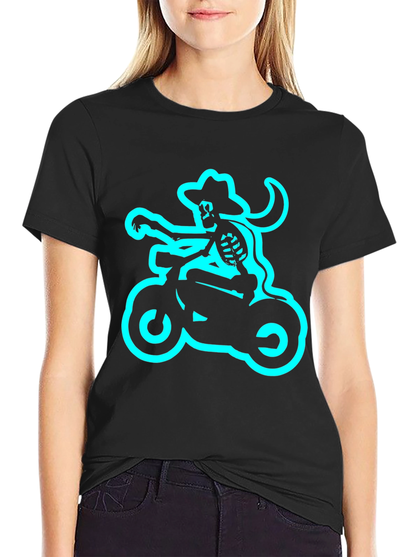 Skeleton Biker T-Shirt - Black Tee
