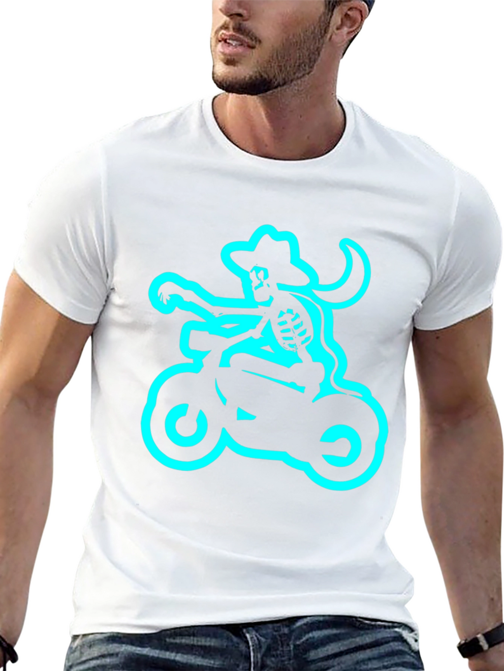 Skeleton Biker T-Shirt - Black Tee