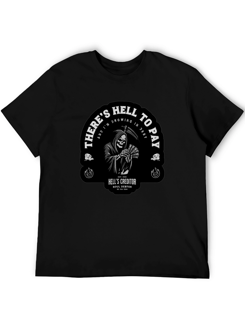 Grim Reaper Hell to Pay Graphic T-Shirt