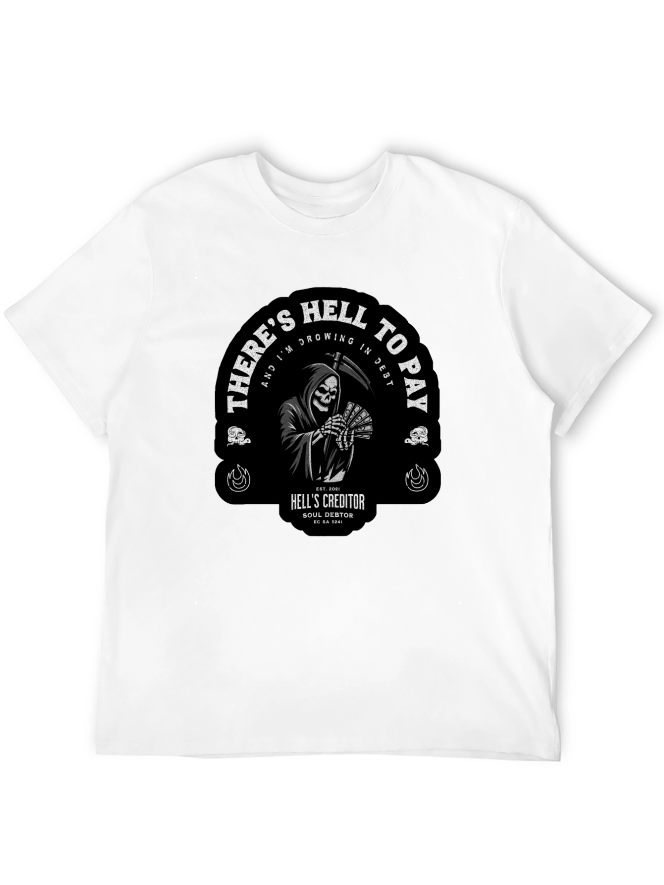 Grim Reaper Hell to Pay Graphic T-Shirt