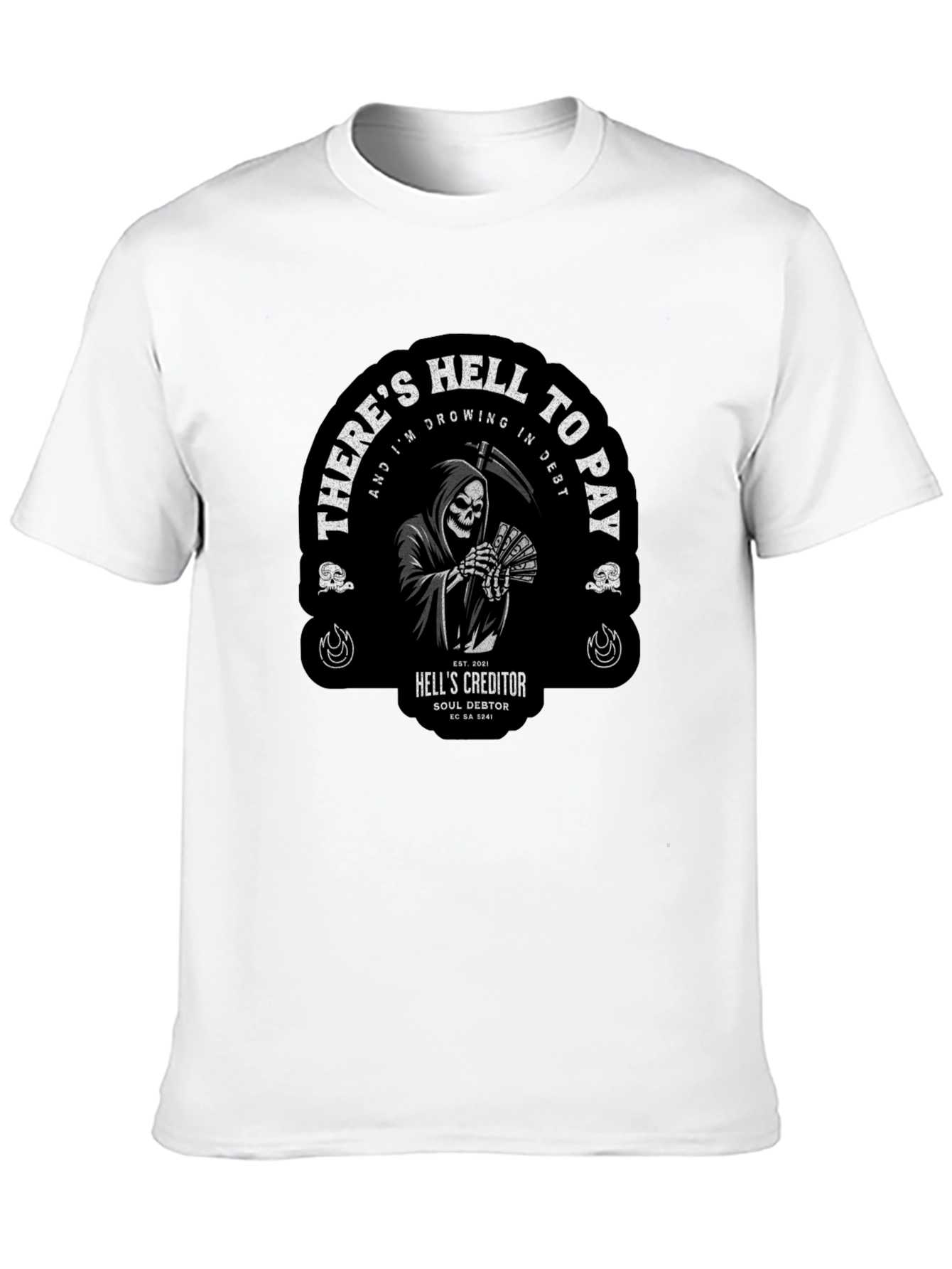 Grim Reaper Hell to Pay Graphic T-Shirt