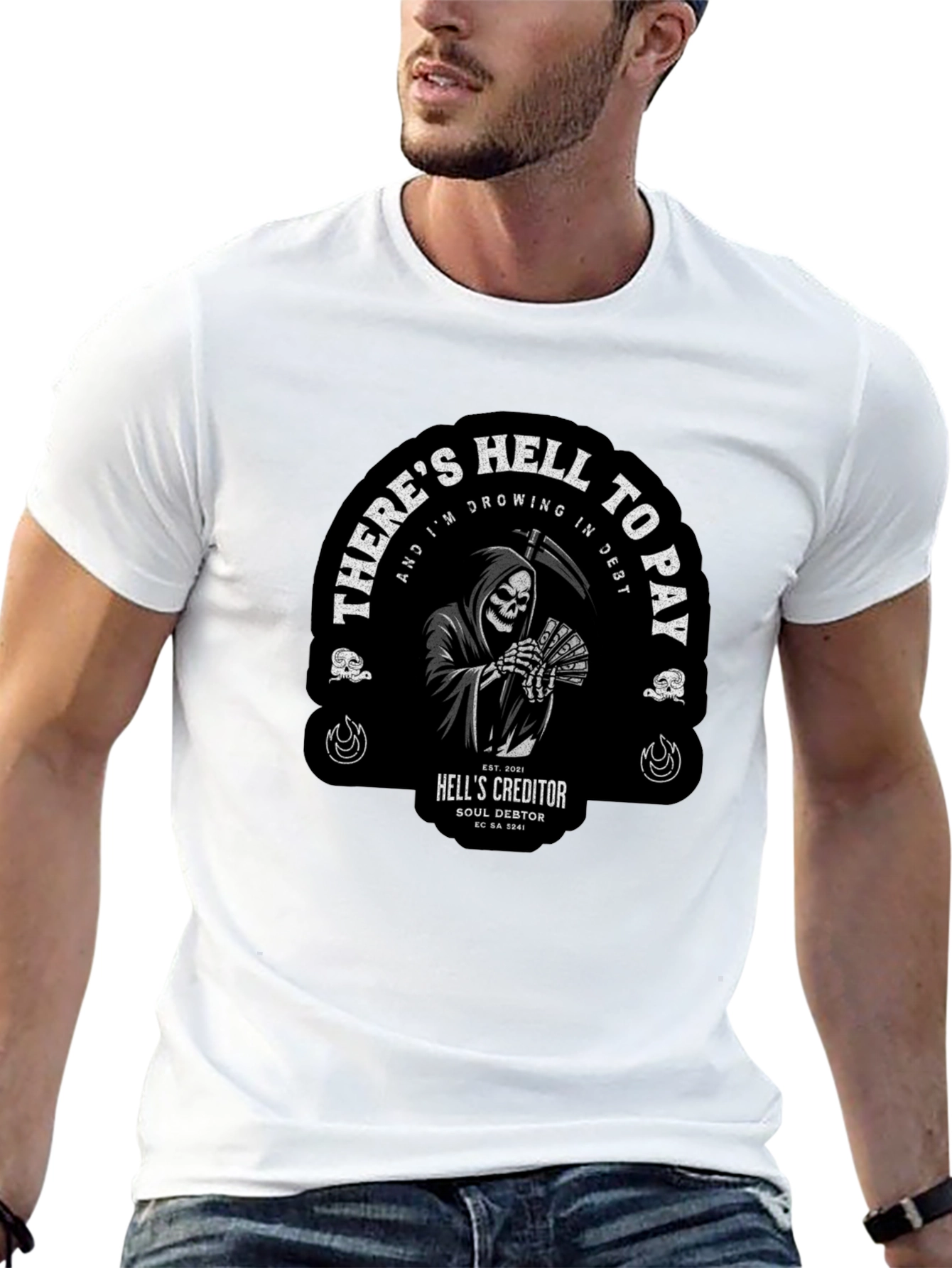 Grim Reaper Hell to Pay Graphic T-Shirt