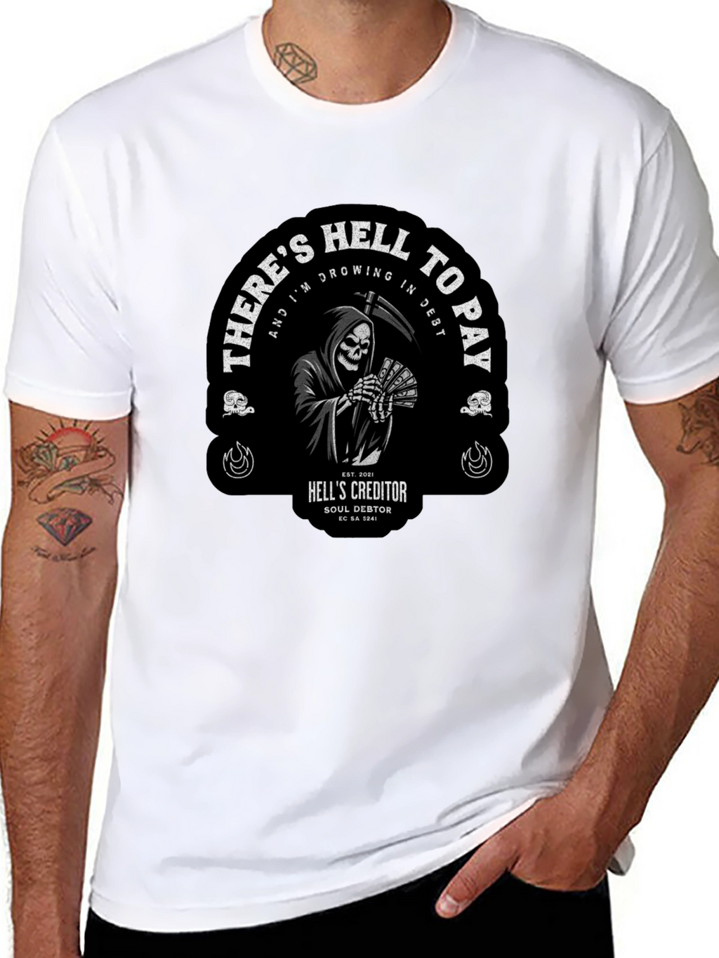 Grim Reaper Hell to Pay Graphic T-Shirt