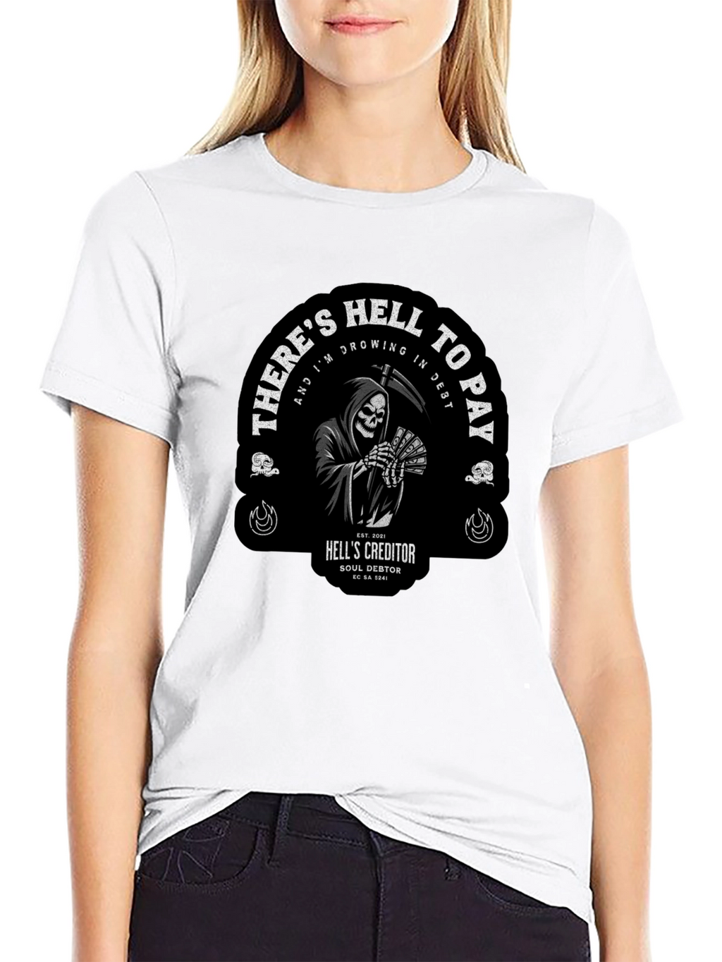 Grim Reaper Hell to Pay Graphic T-Shirt