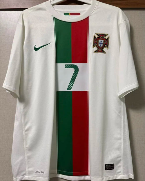 2010 Portugal Away White Retro Soccer Jersey Front