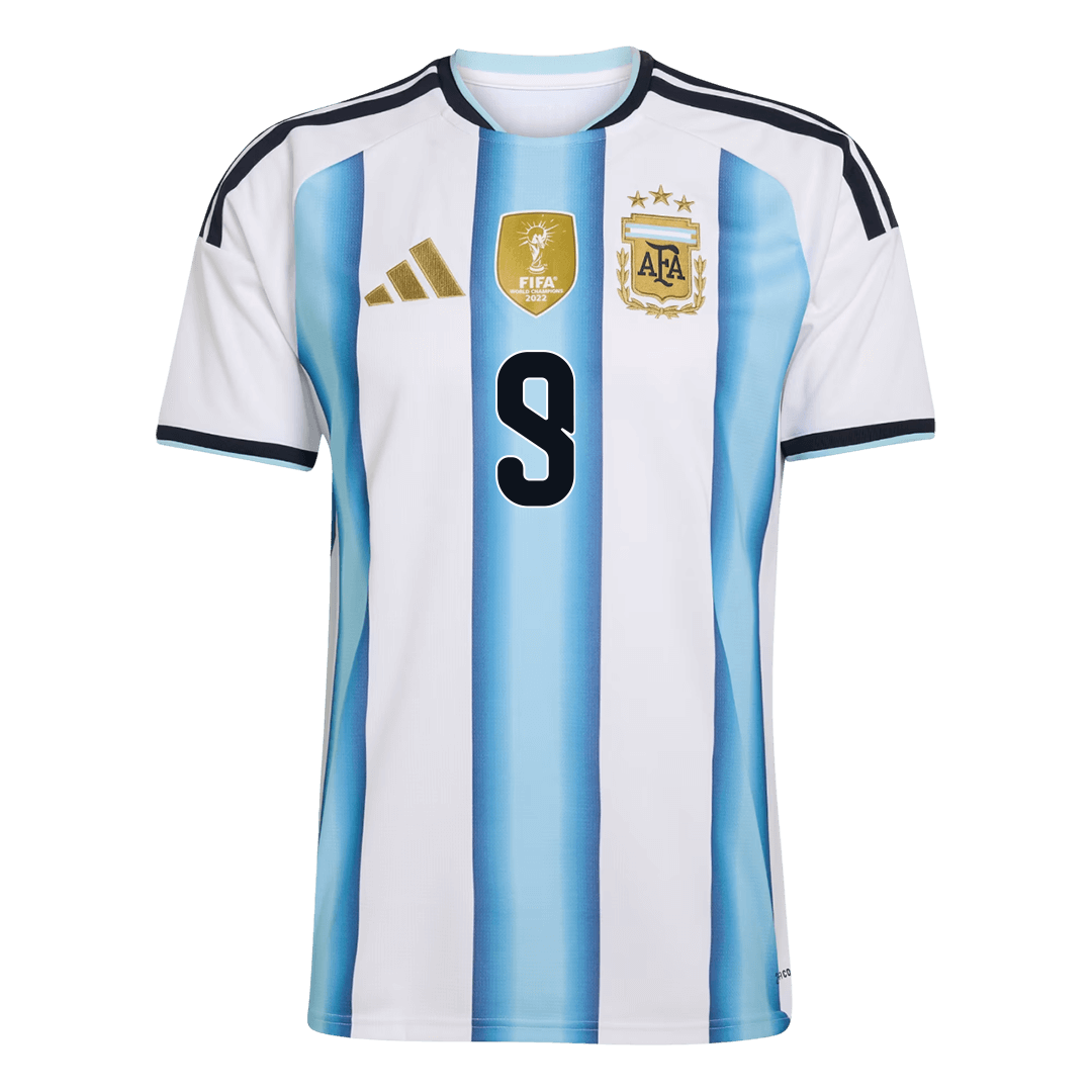 J.ÁLVAREZ #9 Argentina Home Soccer Jersey World Cup 2026 Blue&White Back