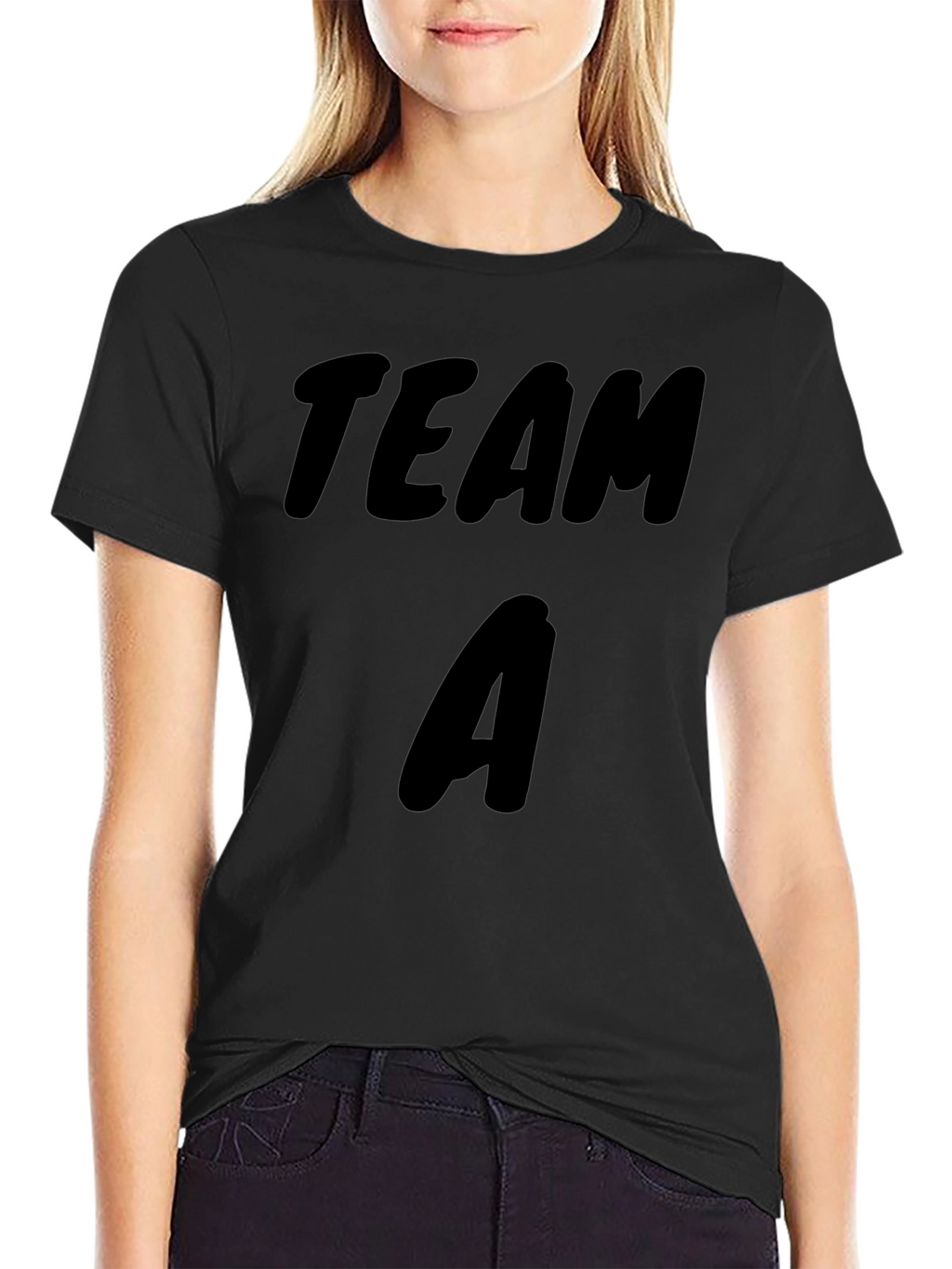 Team A Black Cotton T-Shirt