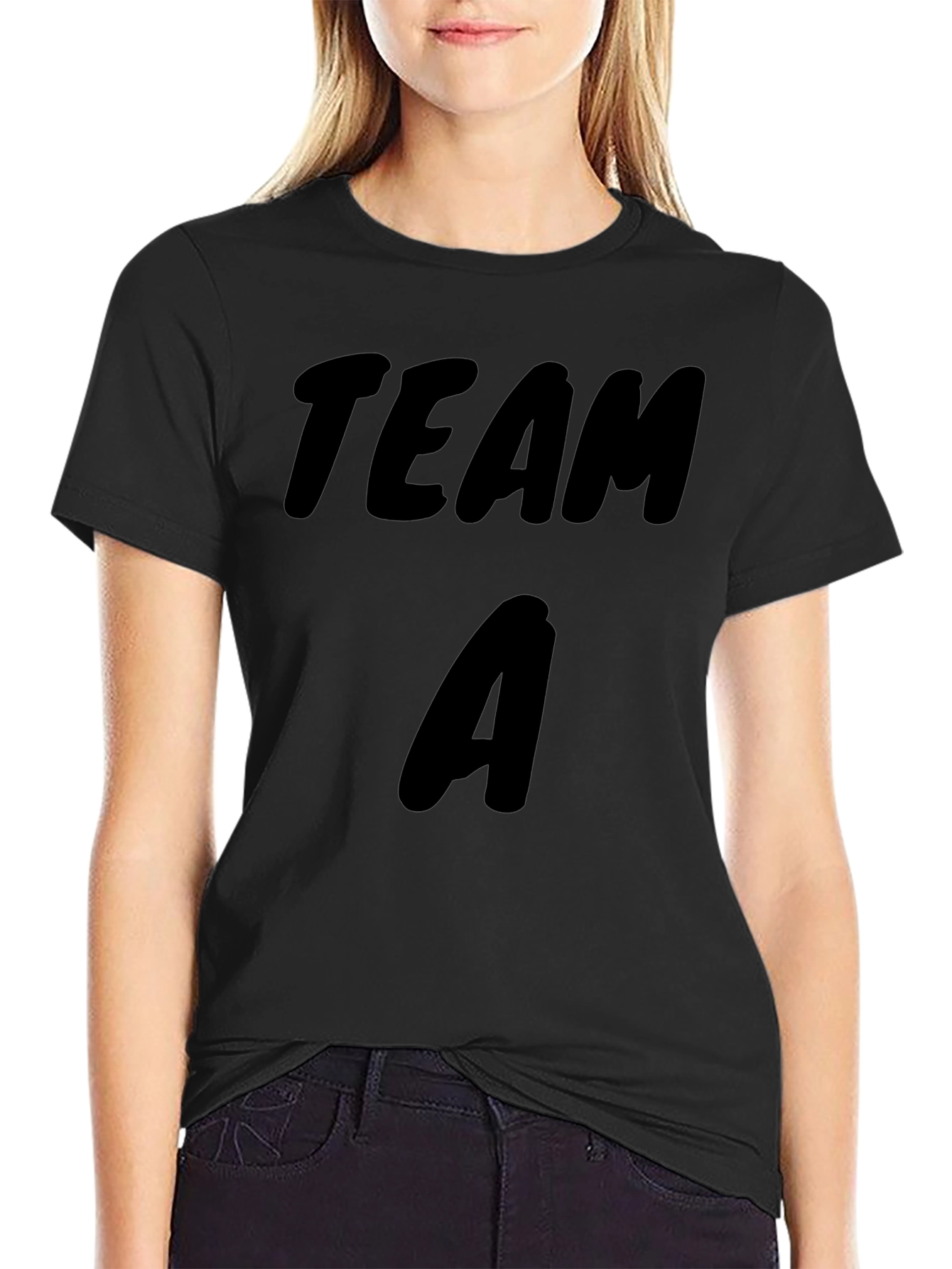 Team A Black Cotton T-Shirt