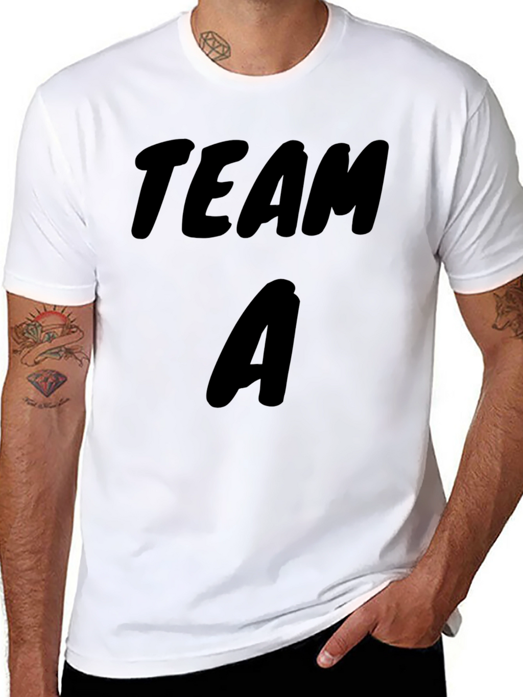 Team A Black Cotton T-Shirt