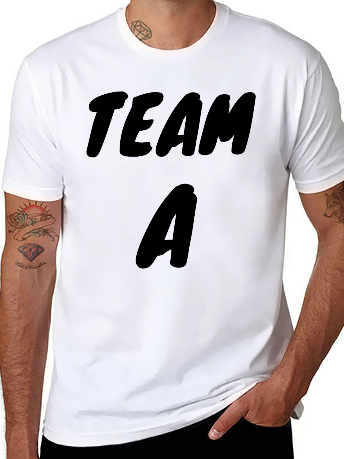 Team A Black Cotton T-Shirt